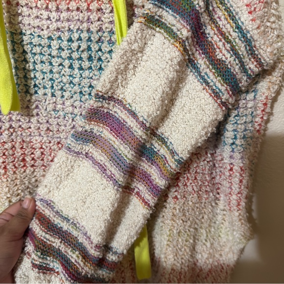 Free People Sit Next to Me Multicolor Knit Hoodie Sz XS - Picture 8 of 15